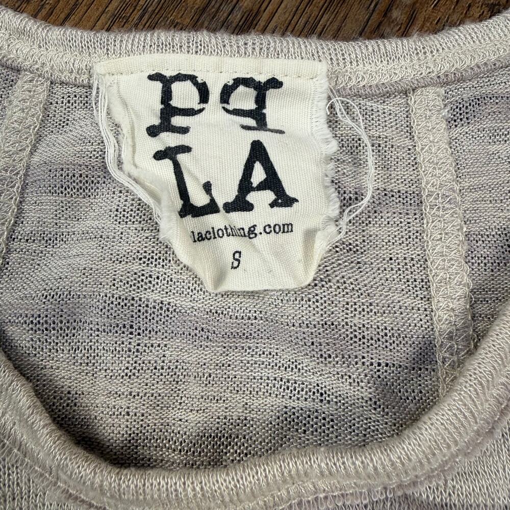 PPLA SMALL striped sleeveless boho tank beige purple raw hem distressed design - Picture 9 of 10